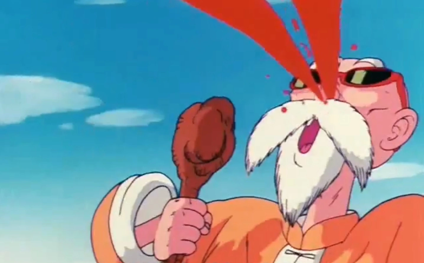 Mestre Kame com nariz jorrando sangue